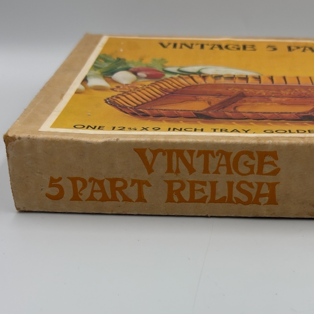 Indiana Glass Co Divided Golden Amber Relish/Fruit Tray - Picture 9 of 10
